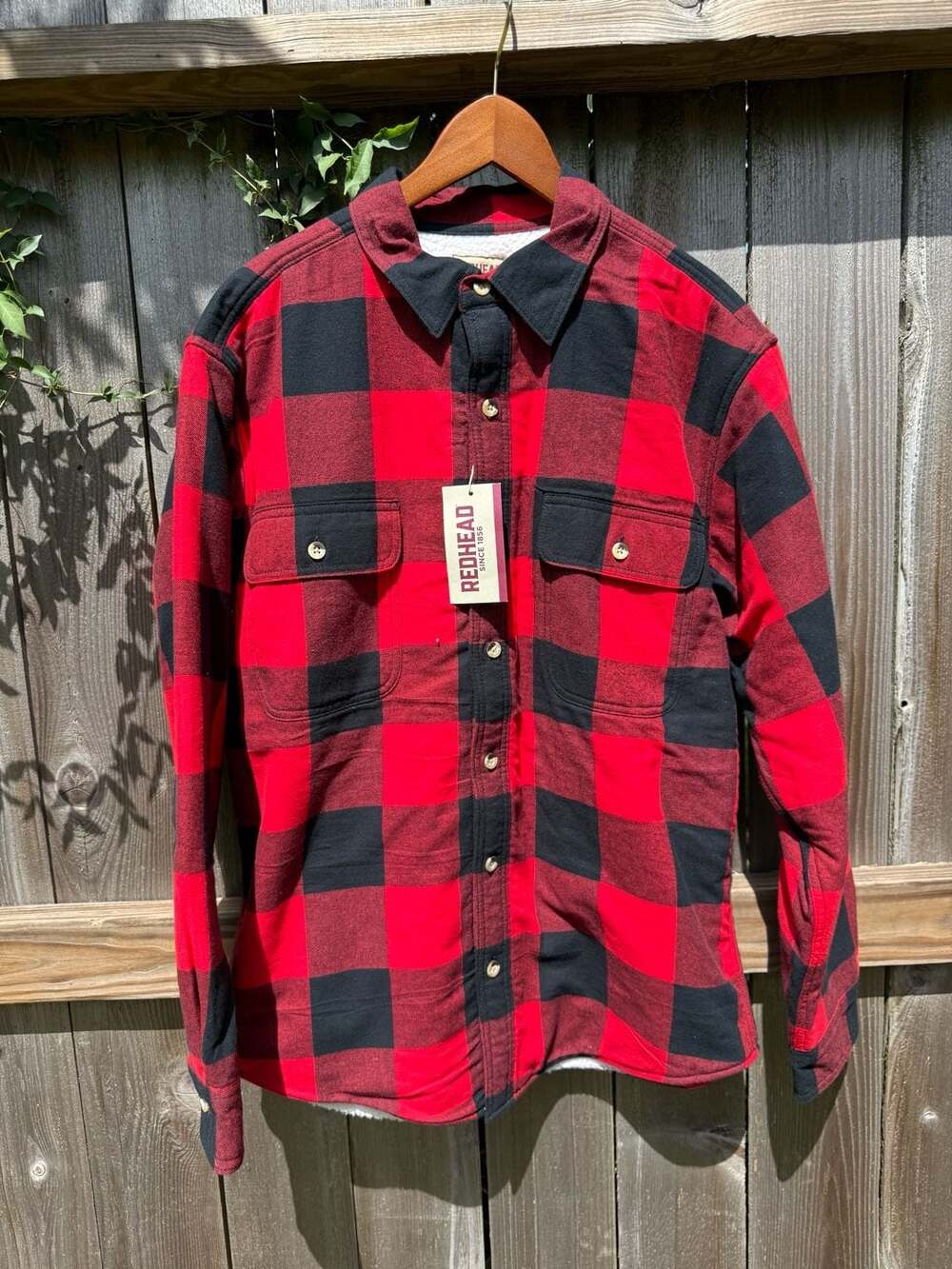 RedHead Sherpa Lined Flannel Shirt Size L Salsa Plaid